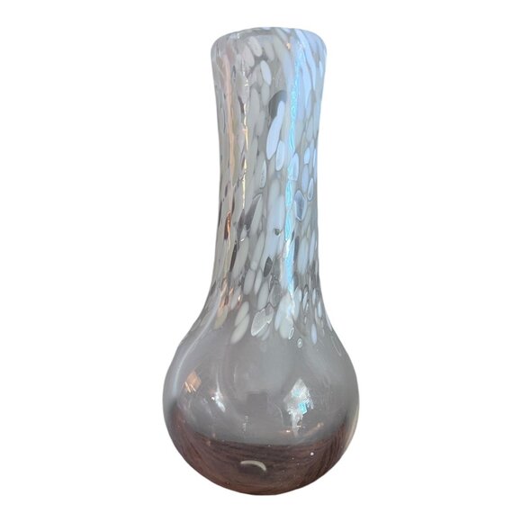 Other - Hand Blown Art Glass hanging Bud Vase Swirl 12" Clear, White